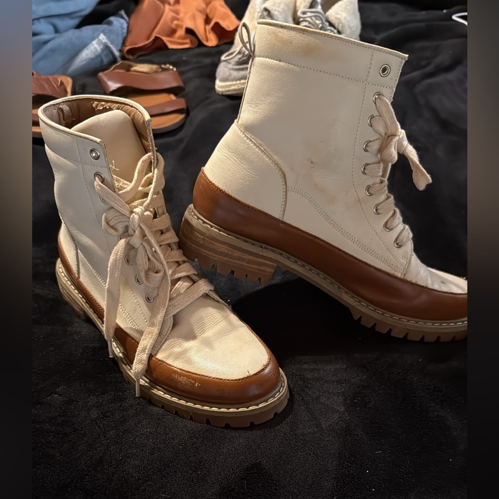 Stylish Cream and Brown Lace-Up Boots Mi.iM boots